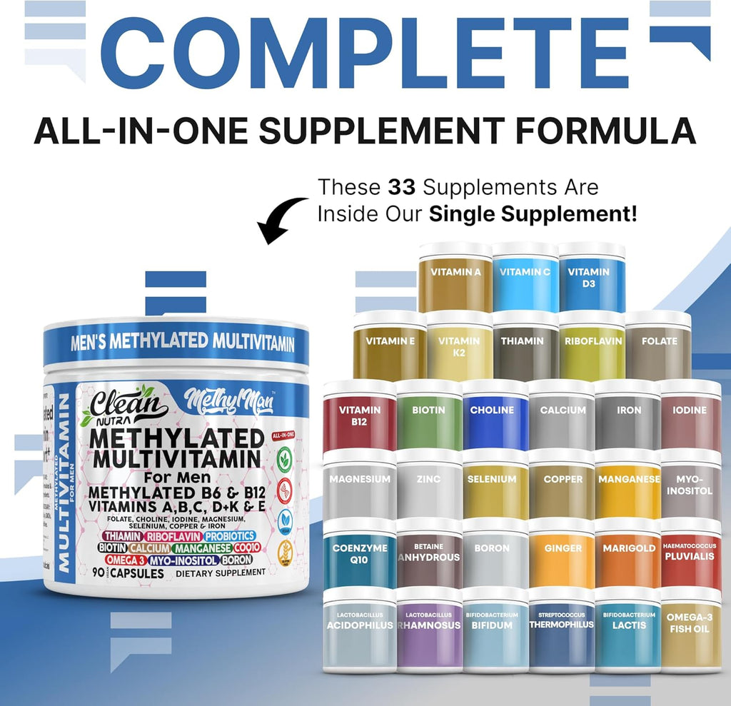 Clean Nutra - Multivitamínico metilado para hombres B6 y