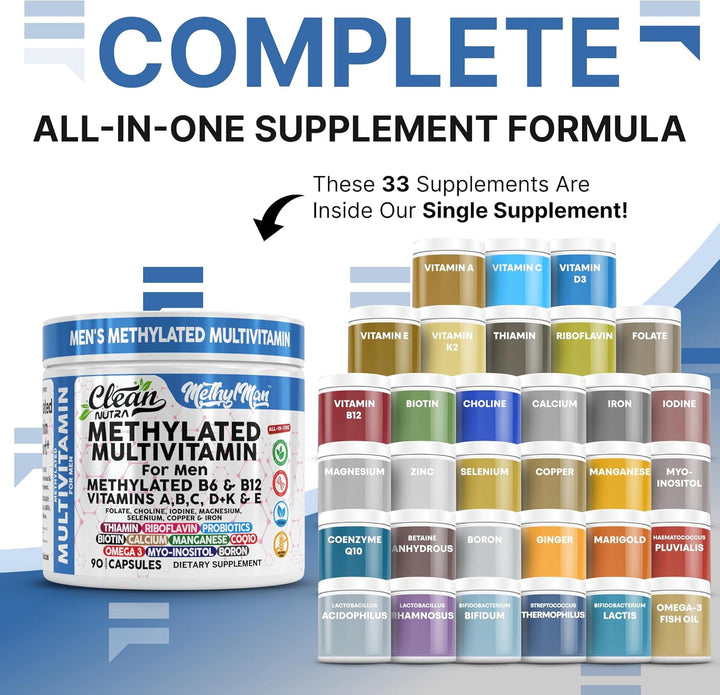 Clean Nutra - Multivitamínico metilado para hombres B6 y