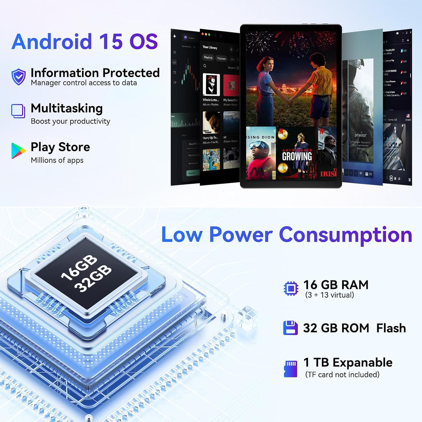 Tablet de 10 pulgadas Android 15 OS GMS Tabletas PC certificadas 1....