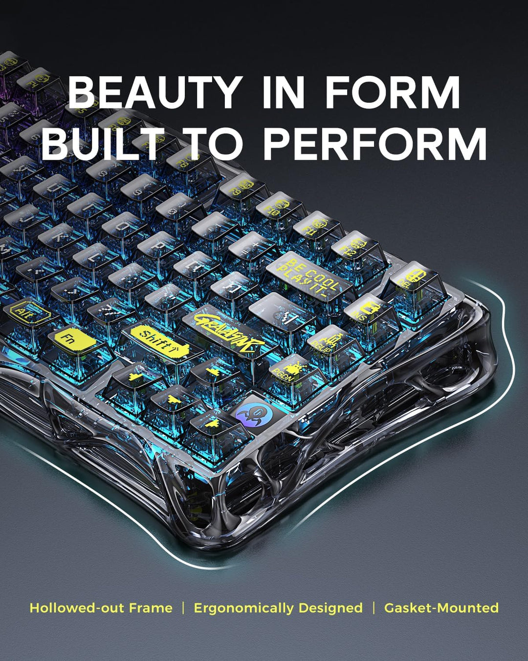 GravaStar Mercury K1 Lite 75% Gaming Keyboard, 2.4GHz\/BT\/Wired Tr...