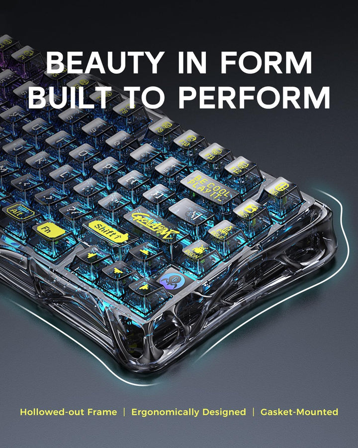 GravaStar Mercury K1 Lite 75% Gaming Keyboard, 2.4GHz\/BT\/Wired Tr...