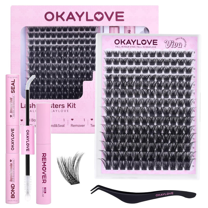 OKAYLOVE Ráfagas de pestañas esponjosas, kit de extensiones de pest...