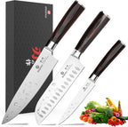 imarku Juego de cuchillos de 3 piezas, cuchillos de chef japoneses de acero