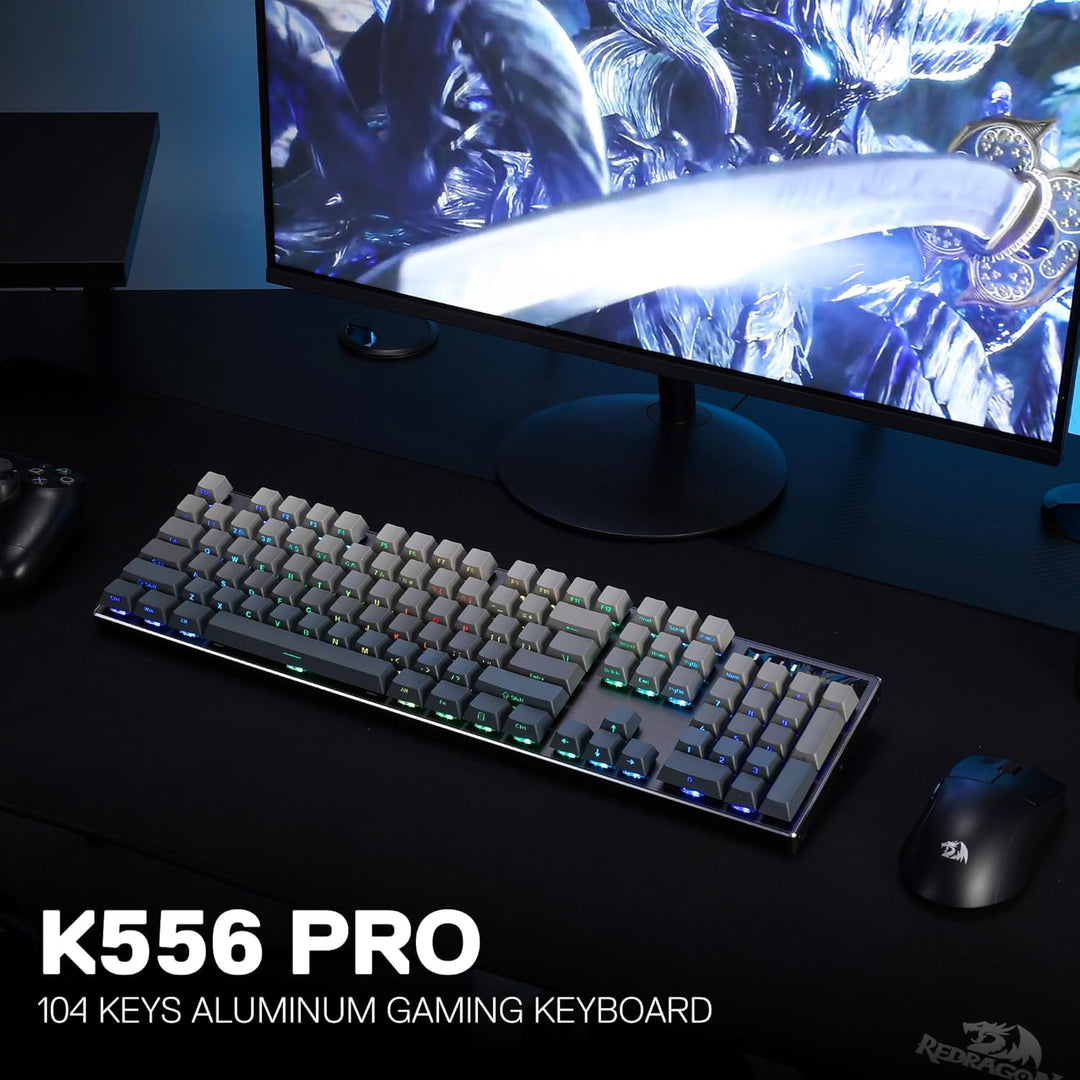 Redragon K556 PRO 104 Keys Wireless RGB Gaming Keyboard, Tri-Mode A...