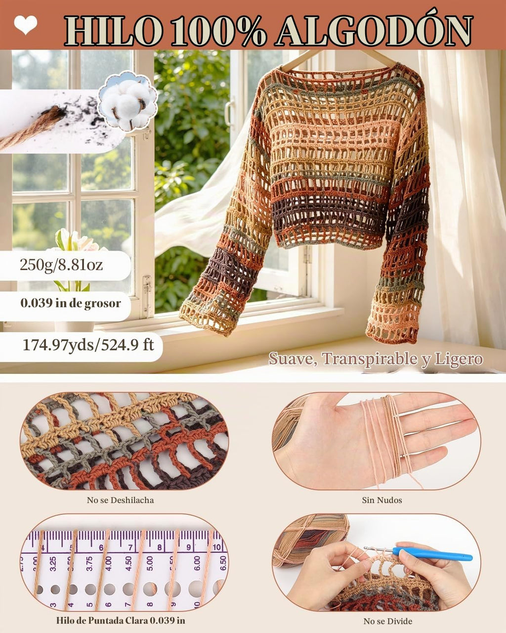 Aeelike Kit de ganchillo para adultos,Top de ganchillo de playa para mujer