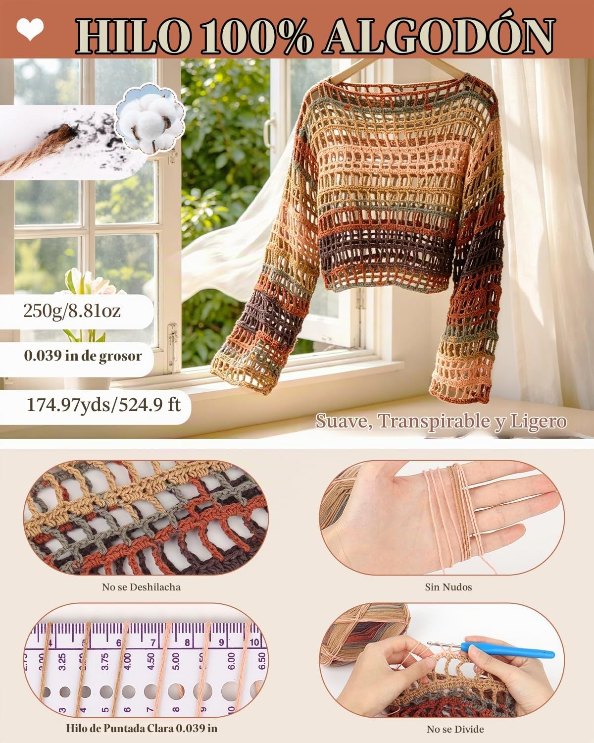 Aeelike Kit de ganchillo para adultos,Top de ganchillo de playa para mujer