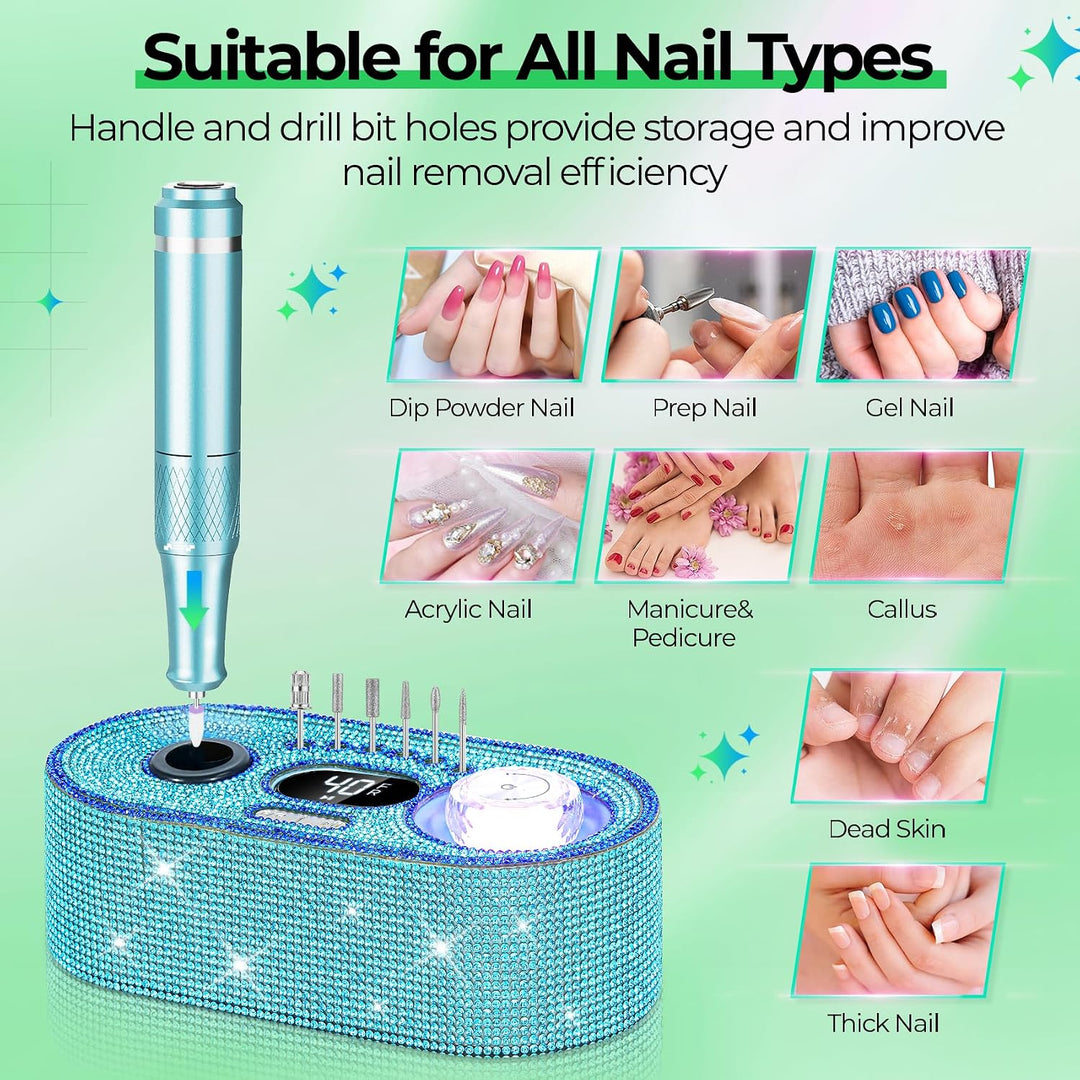 JOSGLOI Taladro de Uñas Eléctrico Profesional: Kit de Lima de Uñas...