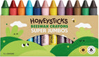 Honeysticks Super Jumbo Crayons (paquete de 12) – 100% cera de abeja pura