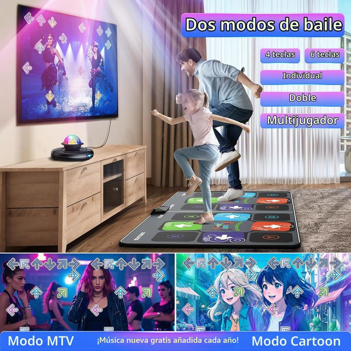 Dance Game Mat para Kids y Adults, Interactive TV Home Gym System