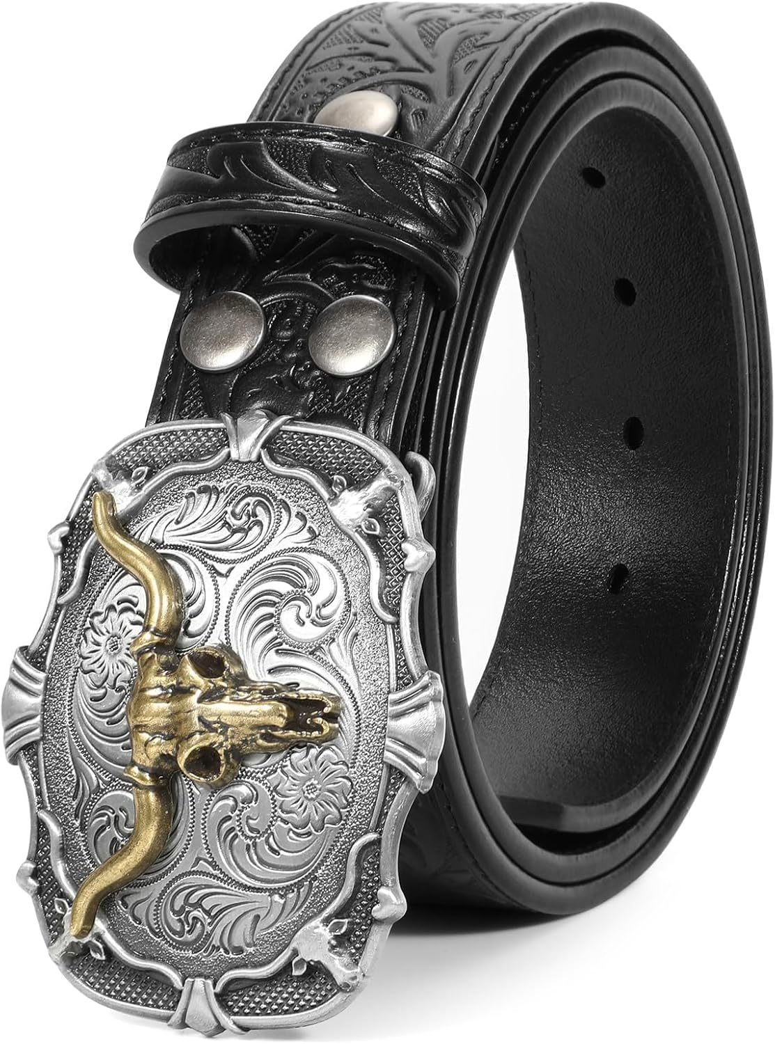 BELTROAD Cinturón de hebilla de cuero occidental para hombre y muje...