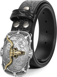 BELTROAD Cinturón de hebilla de cuero occidental para hombre y muje...