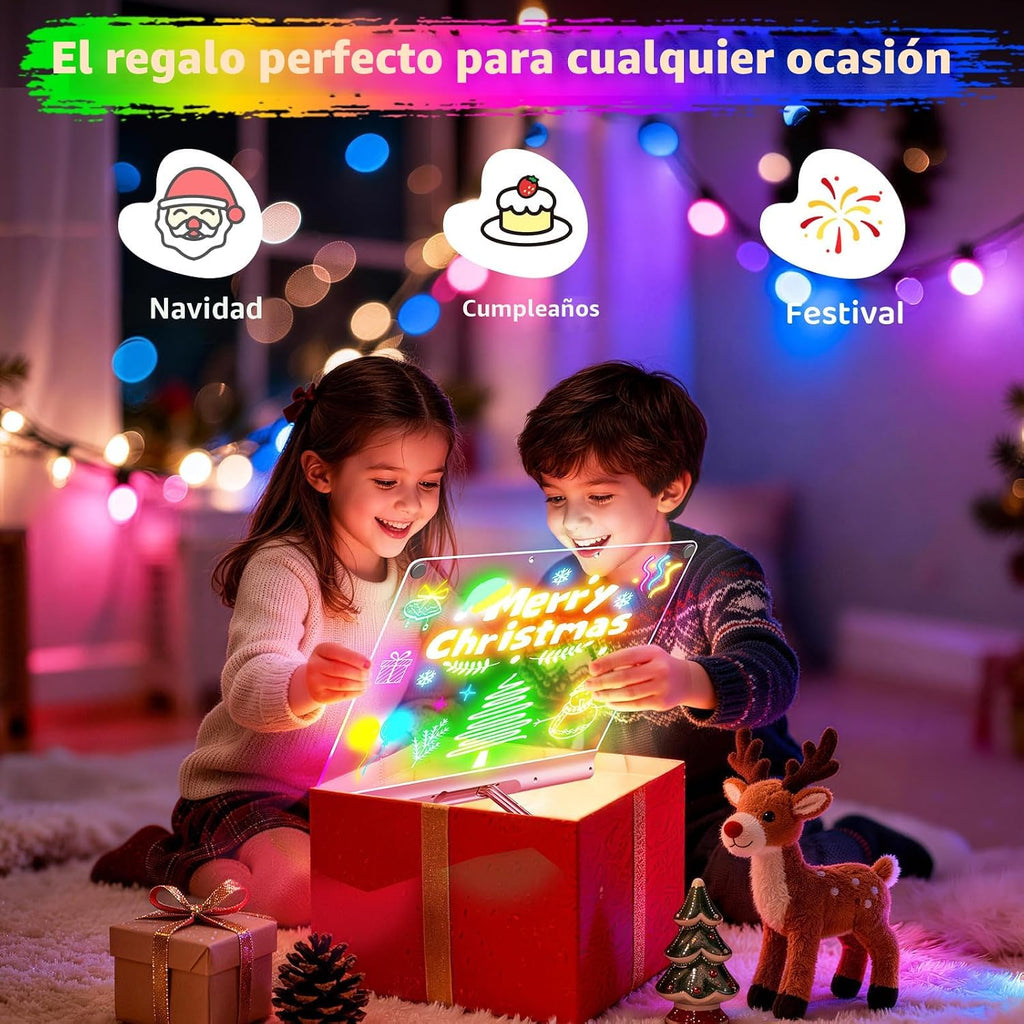 Geokay Tablero de dibujo LED recargable de 16 pulgadas, modos de luz de 9