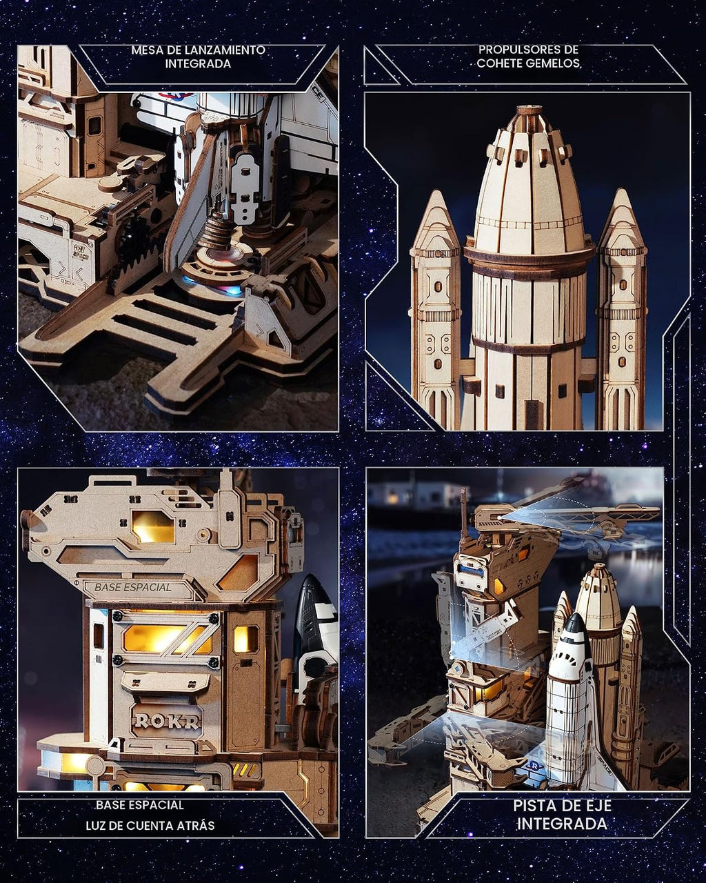 ROKR Space Shuttle 3D Wooden Puzzles para Adults Moving Building Model