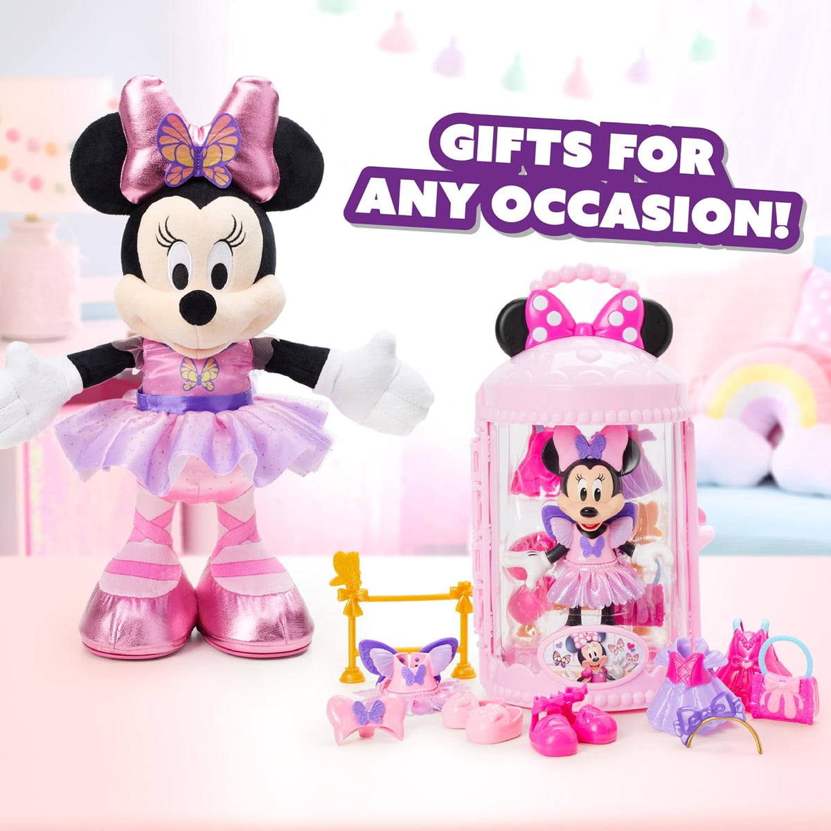 Carrito de helados de Minnie Mouse de Disney Junior Sweets & Treats con sonidos y frases, 40 piezas, juego de simulación, juguetes para niños de 2 años en adelante de Just Play