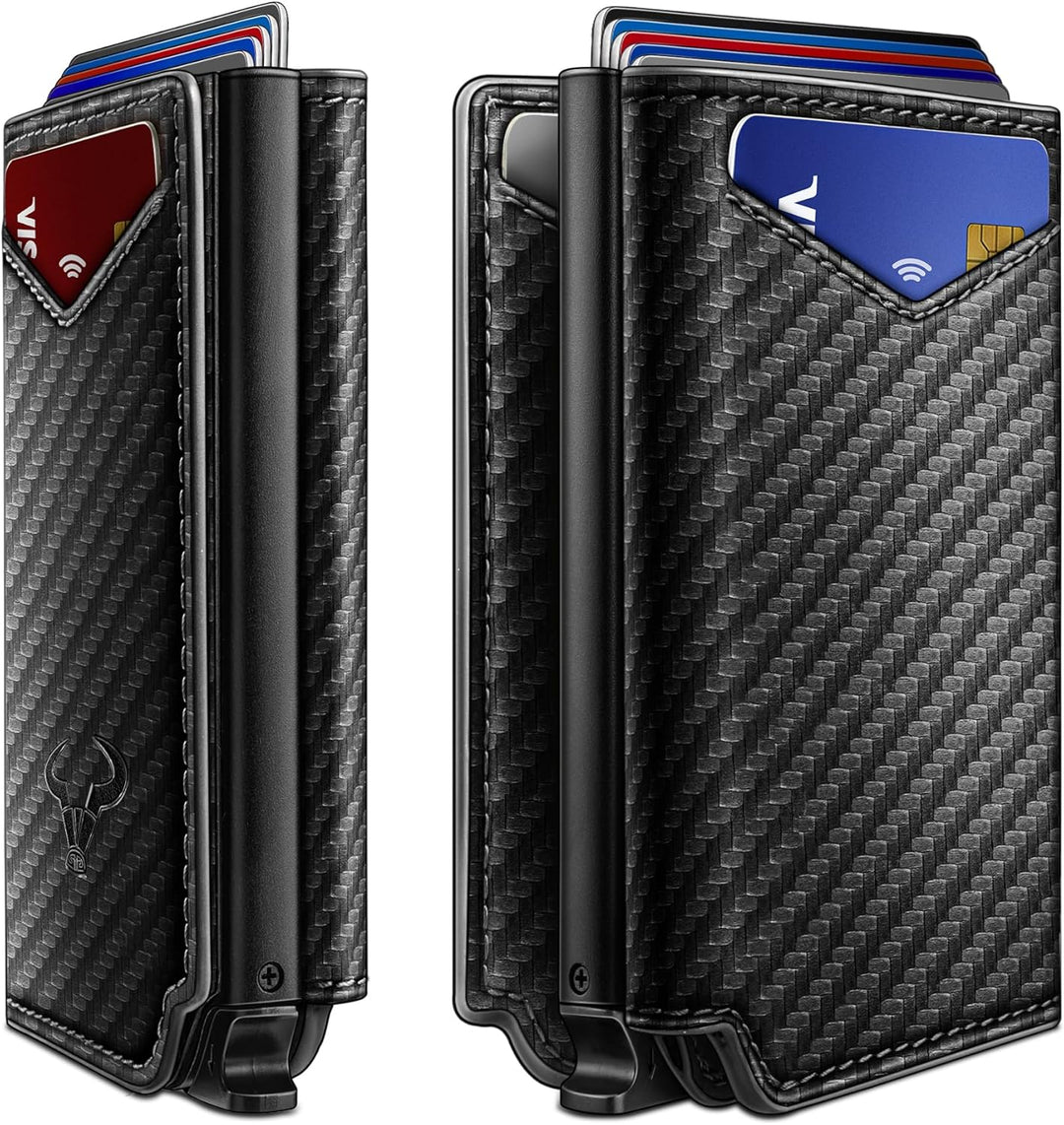 BULLIANT Billetera de cuero para hombre, tarjetero con clip para di...