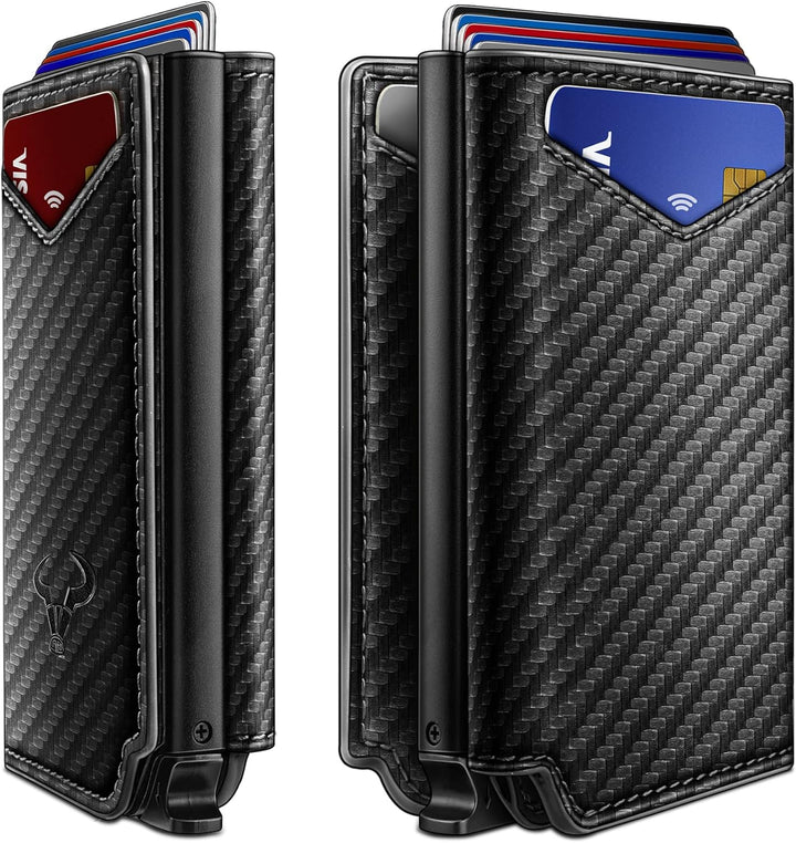 BULLIANT Billetera de cuero para hombre, tarjetero con clip para di...