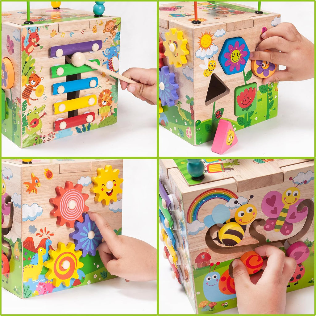Cubo de actividades de madera Montessori Juguetes para el
