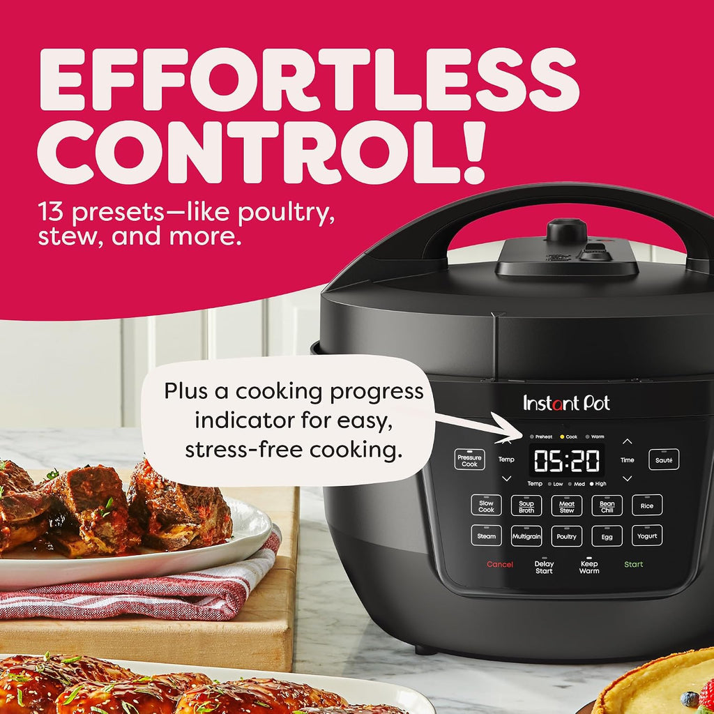 Instant Pot 7.5QT RIO Wide, multicocina eléctrica 7 en 1, olla a presión, cocción lenta, arroz, vaporera, salteado, yogur y calentador, base ancha, base grande para dorar, liberación de vapor