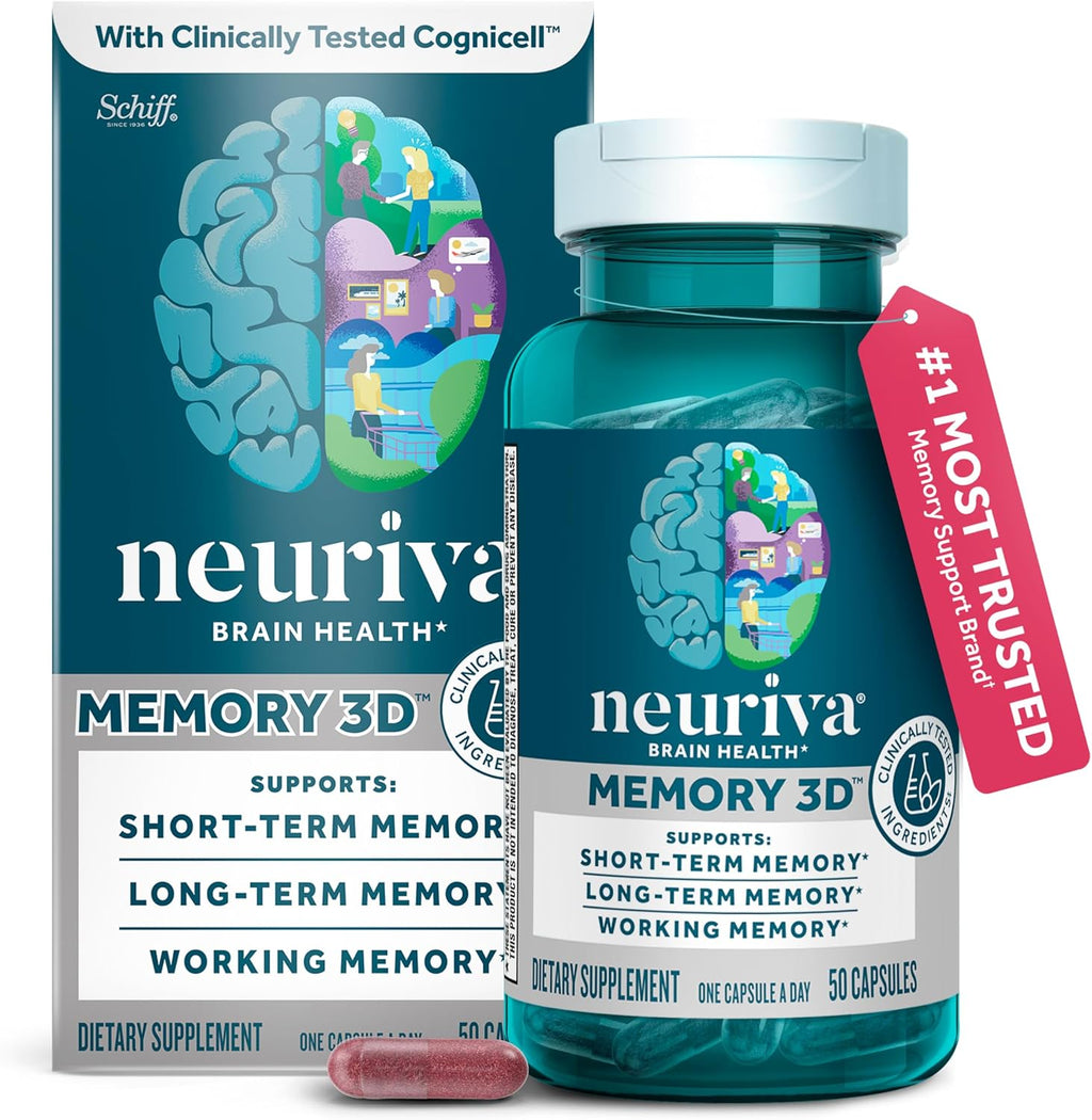 NEURIVA Suplemento cerebral Memory 3D - Cápsulas de 50 unidades