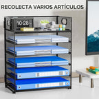 Organizador de papel de 6 niveles para escritorio con asa