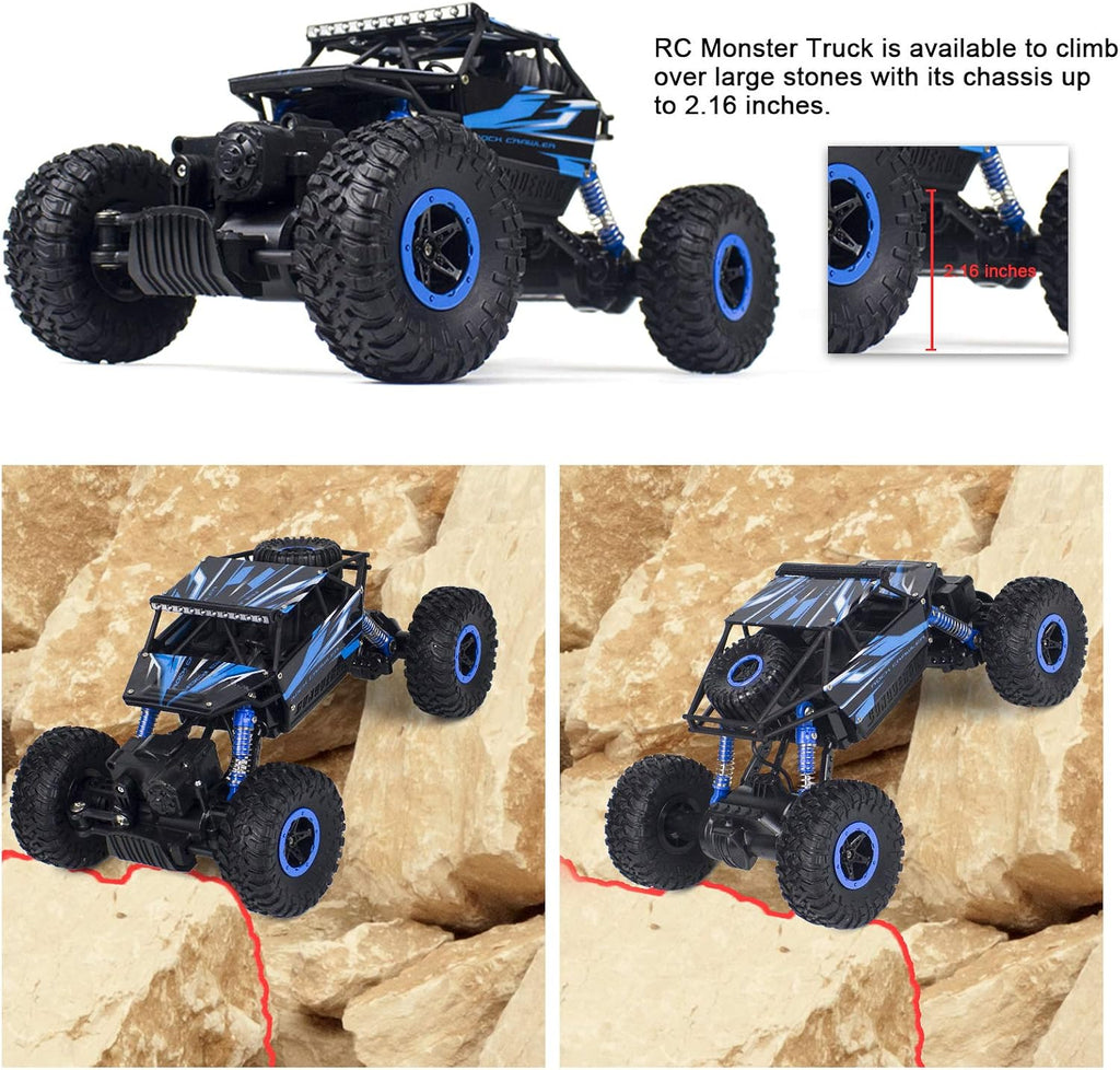 Coche RC Rock Crawler Cheerwing, escala 1:18, control remoto 2.4 GHz, camión monstruo 4x4 todoterreno, Azul