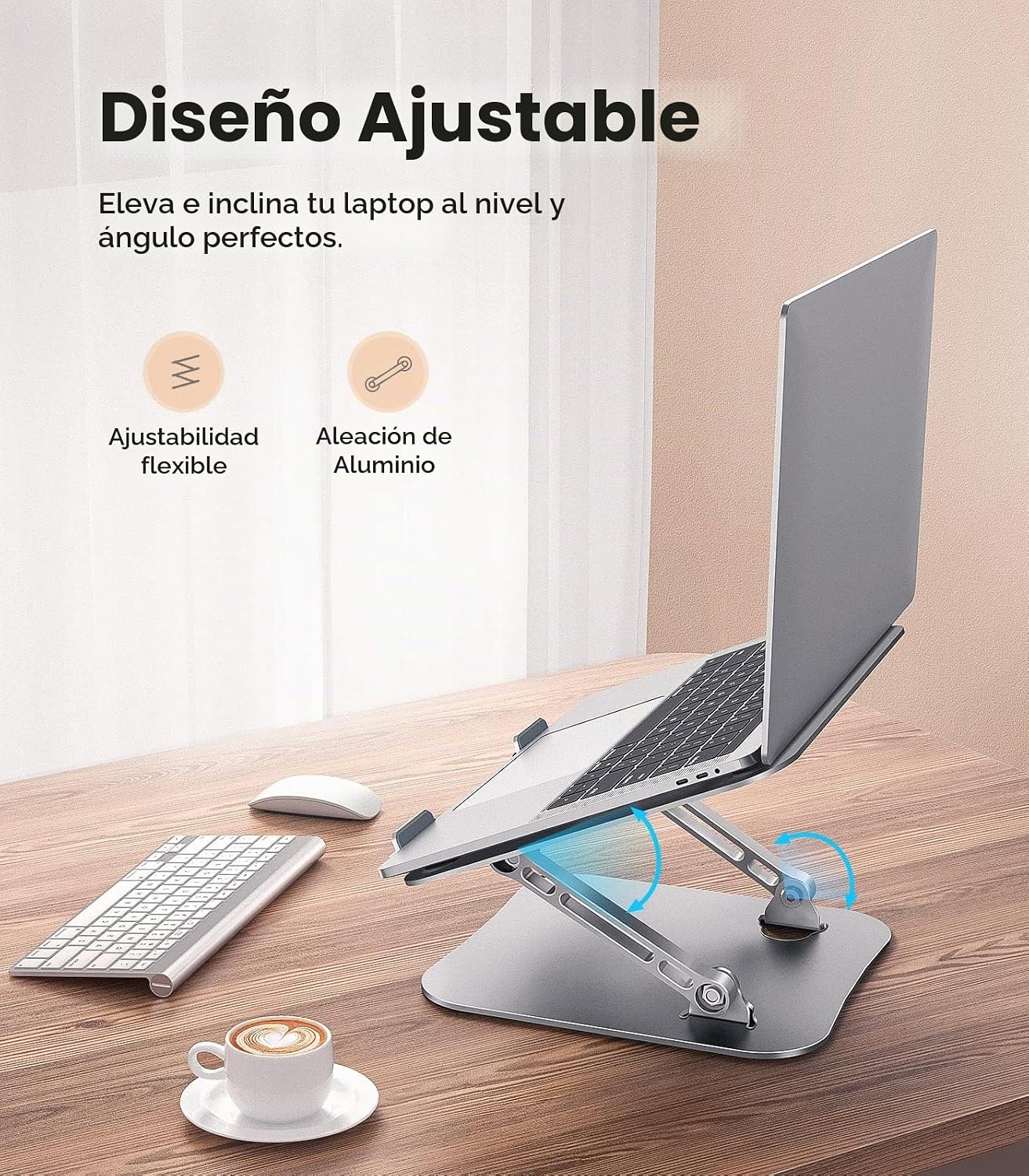 JOIOT Soporte ajustable de aluminio para portátil, elevador ergonóm...