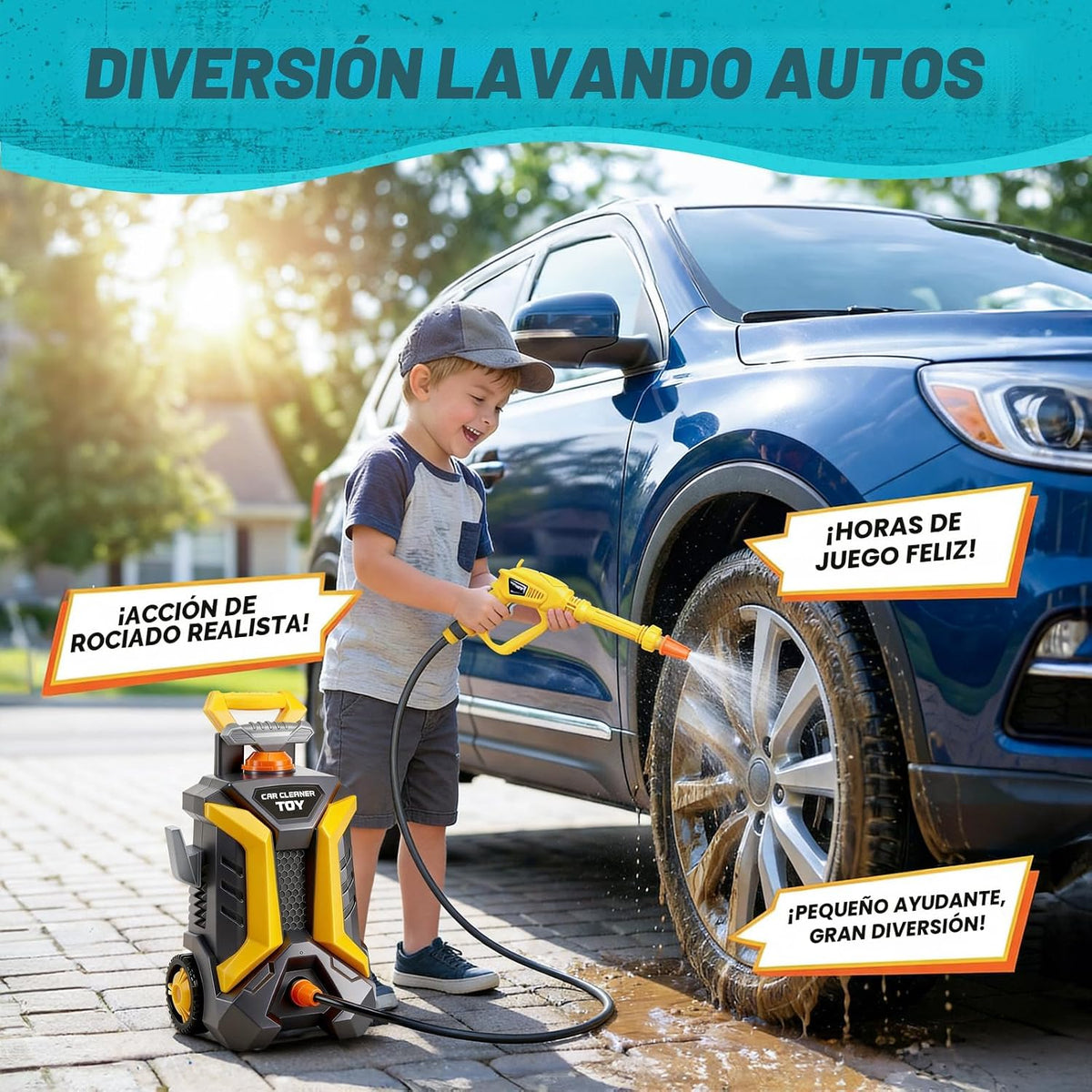 Lavadora a presión para niños, juguete de lavado de autos a partir de 3