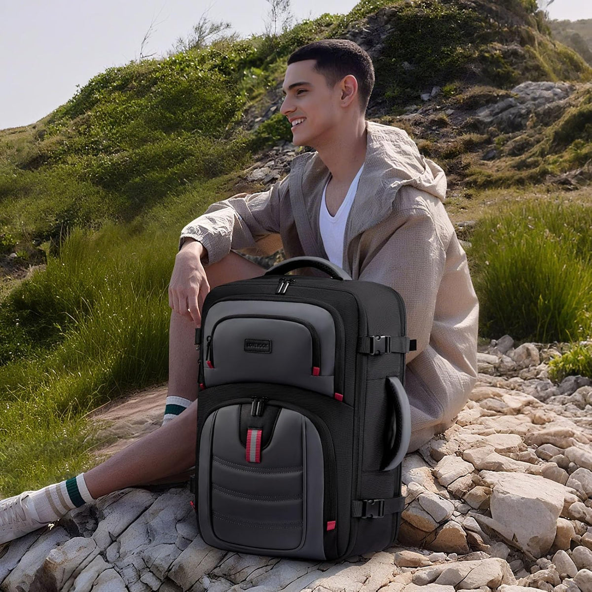 LOVEVOOK Mochila de viaje de 40L para hombres - Mochila de transporte
