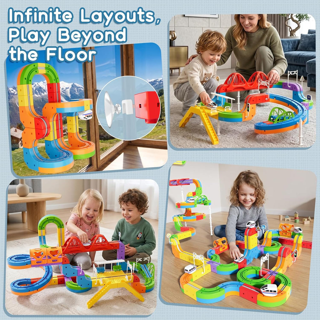 SOCBTNSO 173 PCS KlickRail 3D Modular Electric Train Set para Niños 3-8
