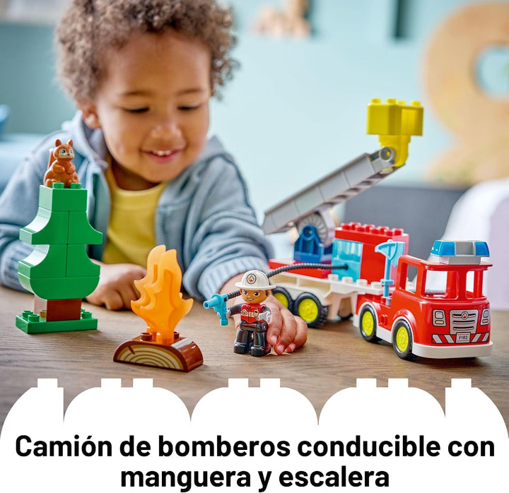 LEGO DUPLO Town Camión de bomberos con manguera y juguete de constr...