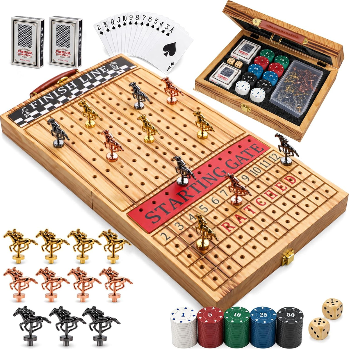 Juego de mesa plegable de carreras de caballos de 21 pulgadas para
