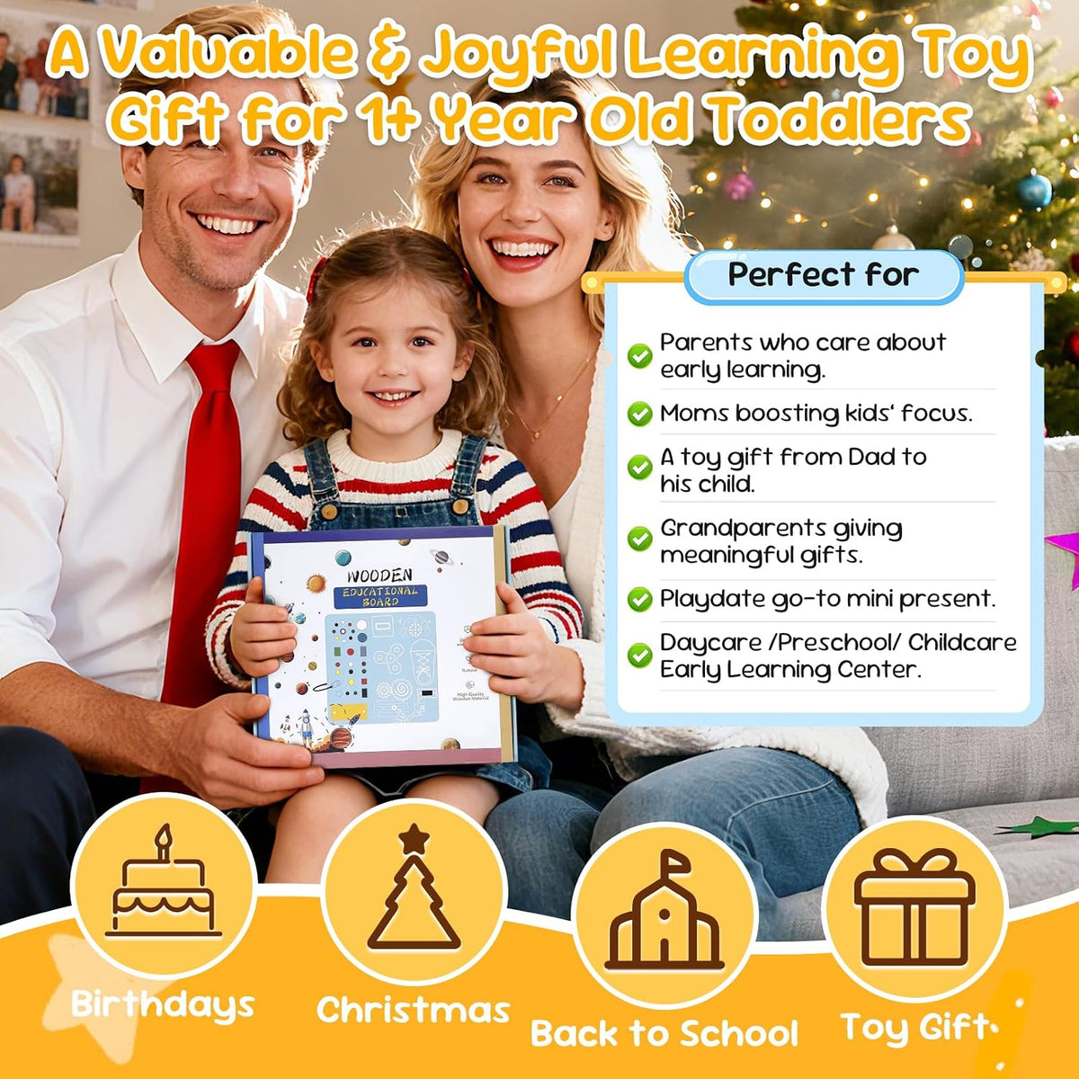 Montessori - Tablero de actividades sensoriales y luces LED para niños pequeños, tablero de madera con cajas de música y cerraduras y 17 luces LED, juguete educativo de viaje, regalo de cumpleaños