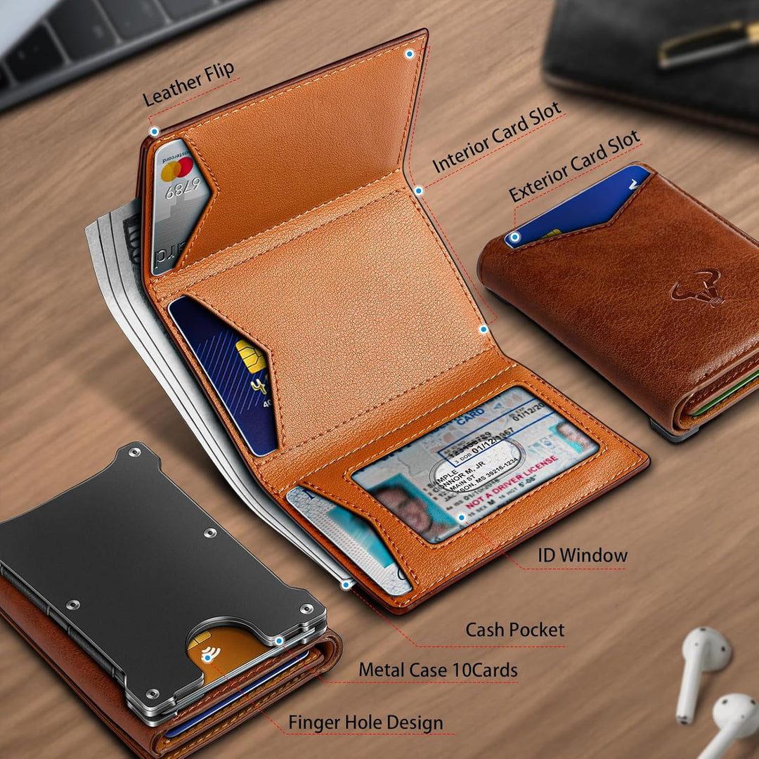 Cartera Bulliant para hombre, cartera de piel delgada con bolsillo...