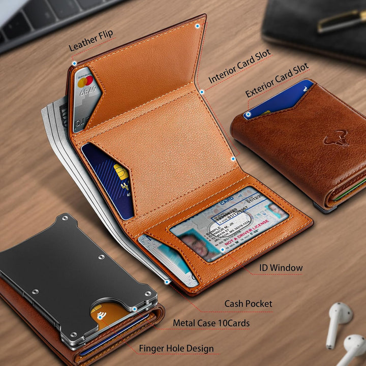 Cartera Bulliant para hombre, cartera de piel delgada con bolsillo...