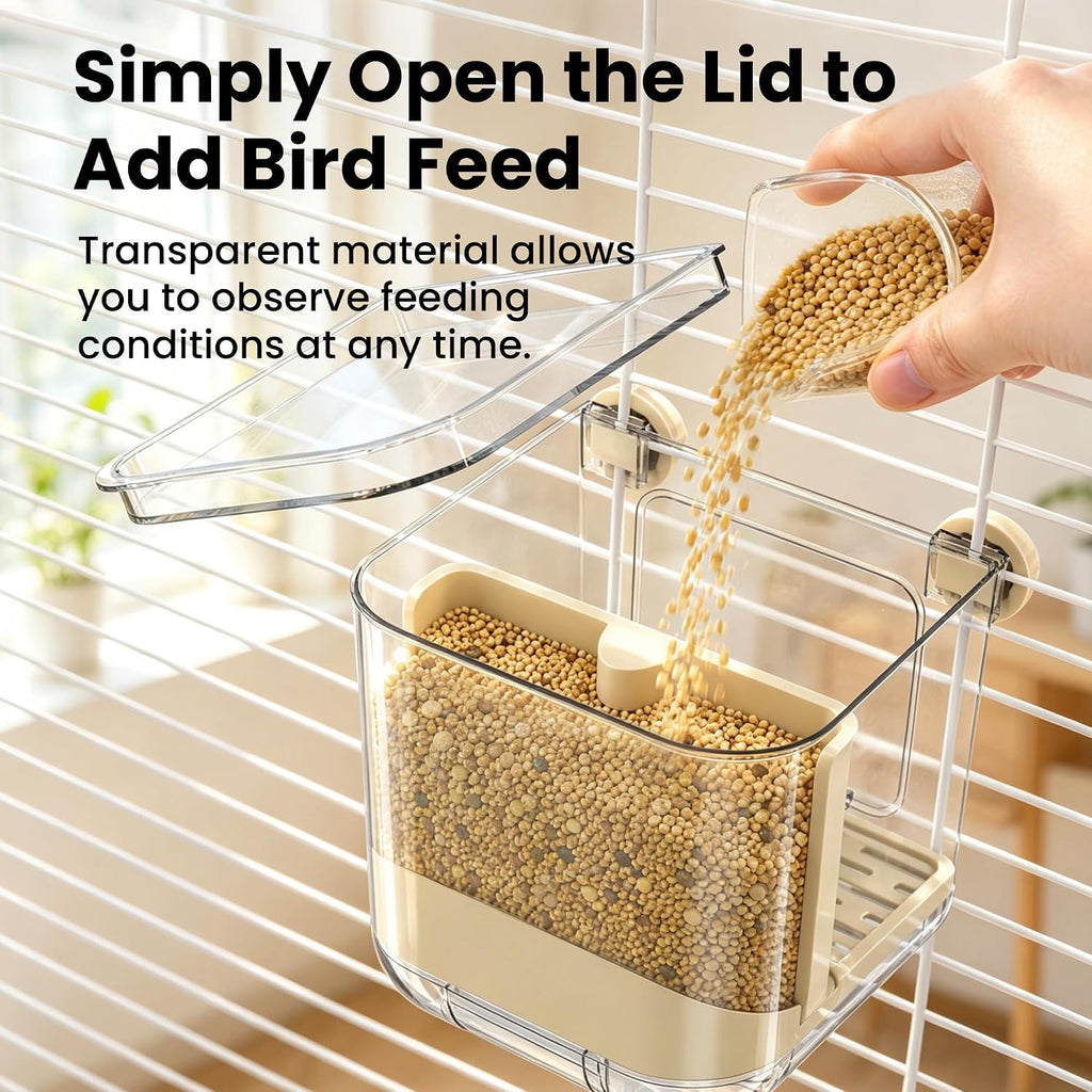 Alimentador automático para pájaros para jaula,Contenedor de alimento de