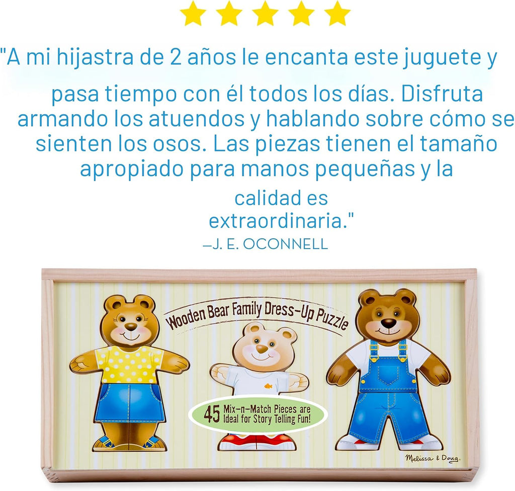 melissa & doug rompecabezas de combinar ropa de madera familia de osos, Versión estándar, Multicolor