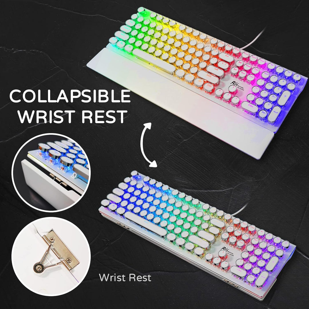 RK ROYAL KLUDGE Teclado mecánico de máquina de escribir S108, tecla...