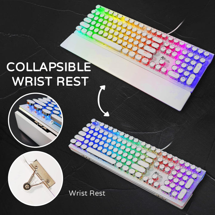 RK ROYAL KLUDGE Teclado mecánico de máquina de escribir S108, tecla...