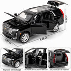 Modelo de automóvil a escala 1/32 compatible con Escalade SUV, vehículo de juguete fundido a presión, aleación de zinc con sonido y luz para adultos, niños y niñas, 3, 4, 5, 6, 7, 8, negro