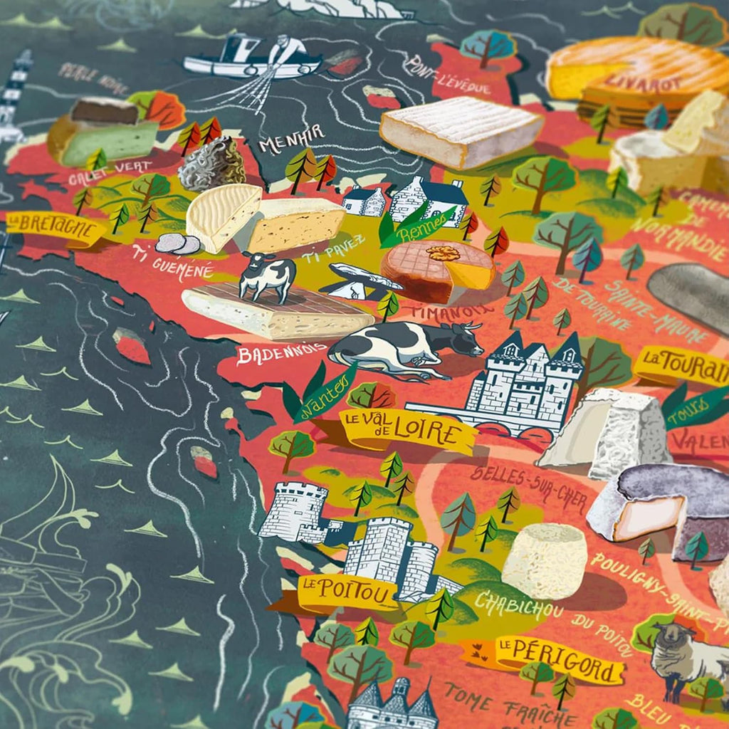 Water & Wines Puzzle de queso Francia - Regalo de 1000 piezas para los