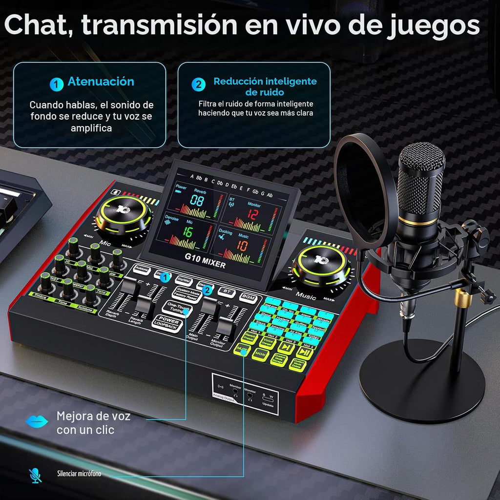 TENLAMP Paquete de equipos de podcast G10 Creator con micrófono