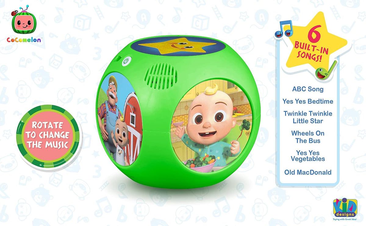 eKids Cocomelon Juguete musical para niños pequeños, el juguete Tumble Tunes incluye seis canciones integradas para guardería, para fanáticos de los juguetes Cocomelon y regalos para niños y niñas, verde