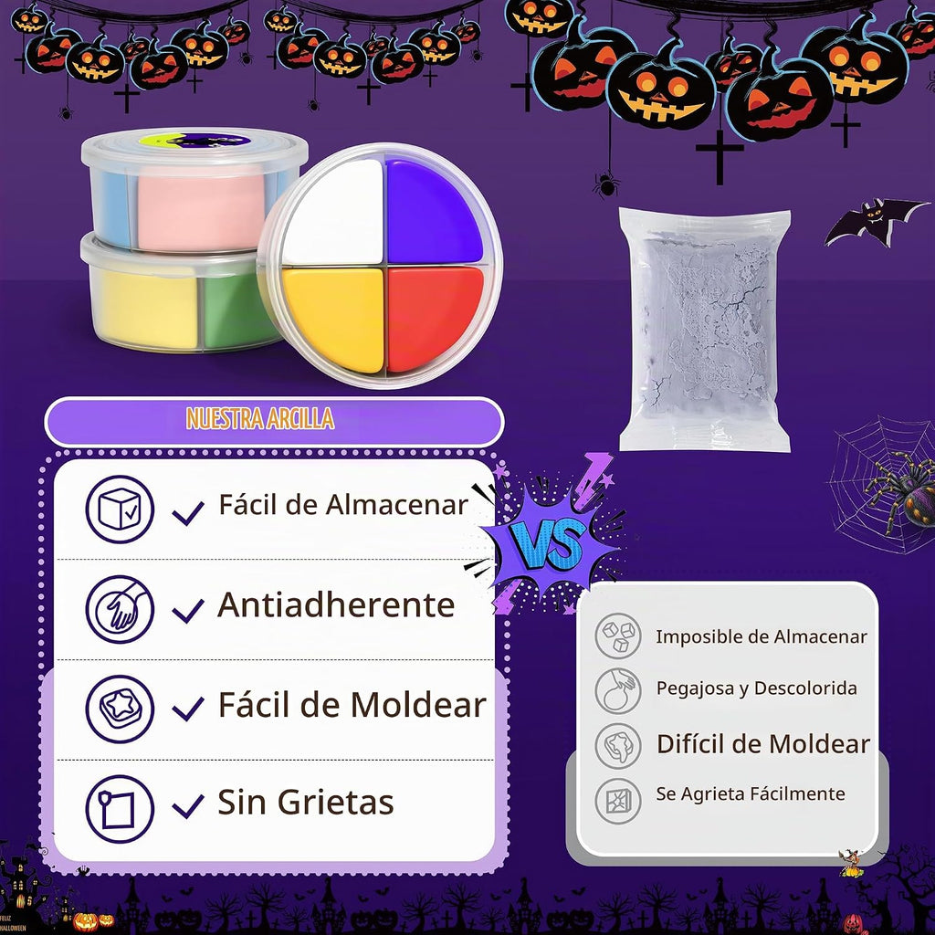 Kit de arcilla seca al aire, manualidades de Halloween, arcilla de