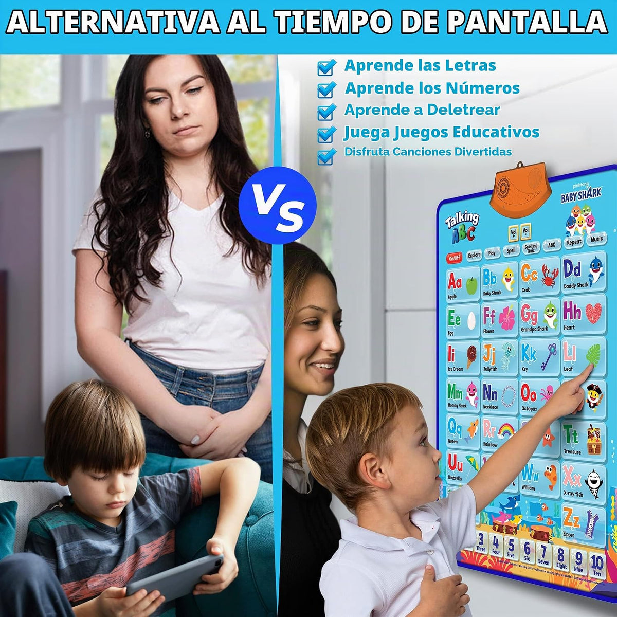 Just Smarty - Tabla interactiva de pared del alfabeto, ABC y 123, Baby