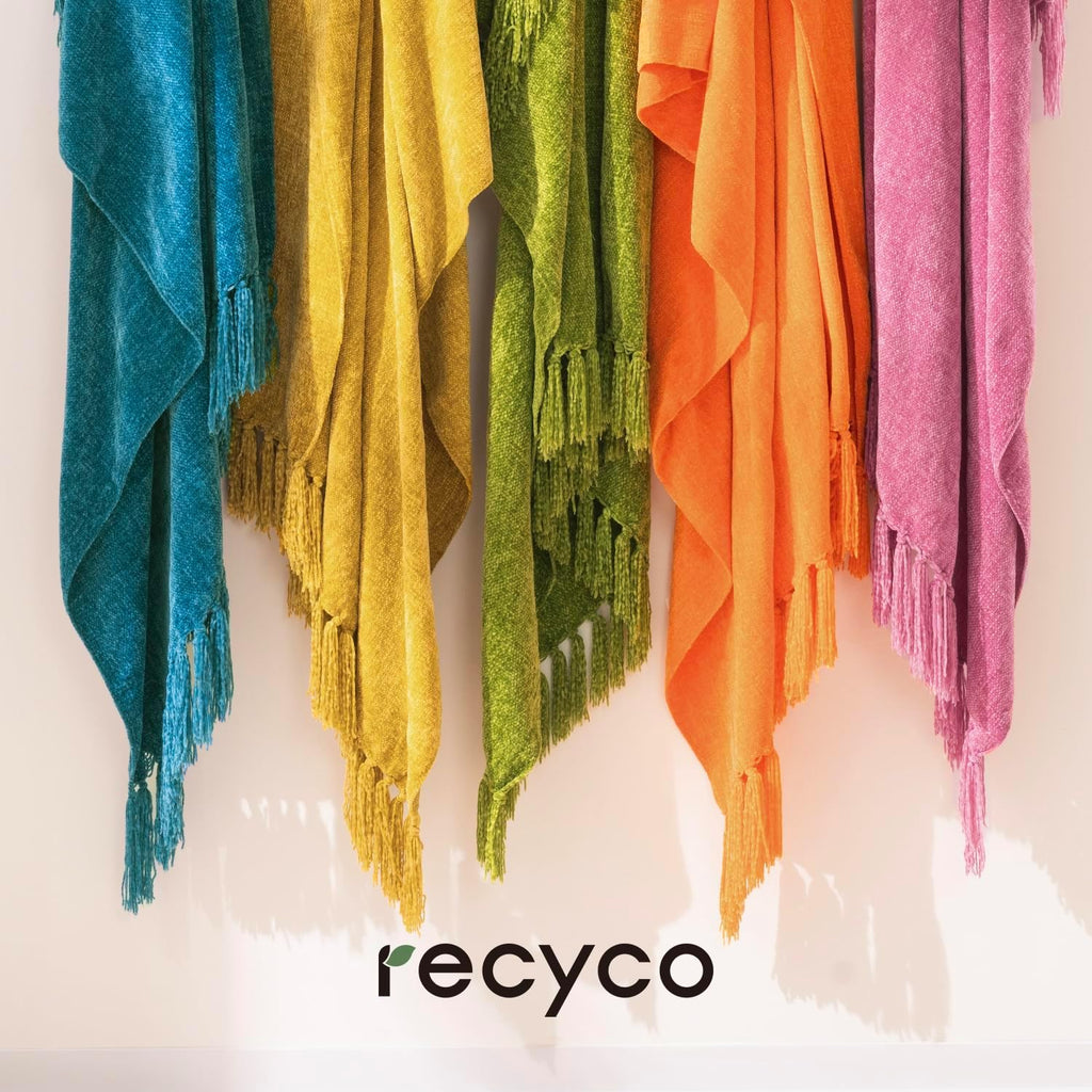 RECYCO Manta de felpilla para sofá, 50 x 60 pulgadas, color verde azulado