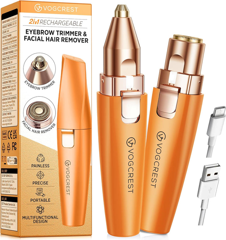 VG VOGCREST Recortadora Facial de Cejas: Depilación Facial Recargab...