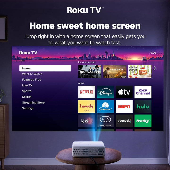 Aurzen Proyector inteligente Roku TV con Wifi y Bluetooth