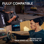 Logitech G923 Steering Wheel y Pedales para Xbox X|S, Xbox One y PC con TRUEFORCE de hasta 1000 Hz, Retroalimentación de Fuerza, Pedal Responsive, Control de Lanzamiento con Doble Cutch, y Cubierta de Cuero Verdadero