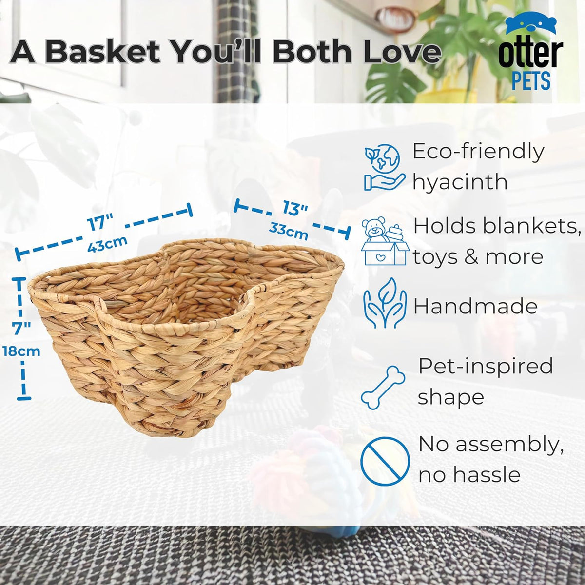 Cesta de juguetes para perros, cubo de juguete con forma de hueso