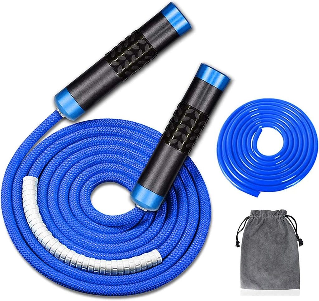 Redify Cuerda de saltar con peso para entrenamiento físico (1 libra), rodamiento de bolas sin enredos, cuerda de saltar de velocidad rápida para boxeo MMA, pérdida de peso, mango de aluminio, longitud